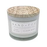 Sand + Fog Scented Candle - Ocean Mist – Additional Scents and Sizes – 100% Cotton Lead-Free Wick - Luxury Air Freshening Jar Candles - Perfect Home Decor – 12oz