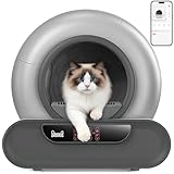 Automatic Cat Litter Box,Self Cleaning Litter Box,65L Automatic Cleaning Robot Litter Boxes,Gray Auto Litter Box with App Control,Self Cleaning Litter Box for Multiple Cats Kitty,Dual Safety Sensors