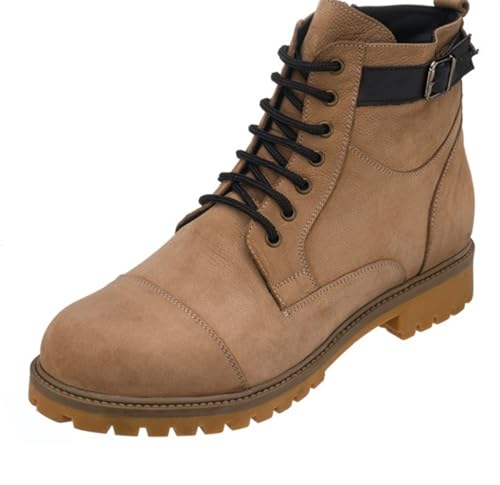 DALGALA Men's Big Size Sand Brown Nubuck Casual Ankle Boots Lace up Comfortable Walking Boots