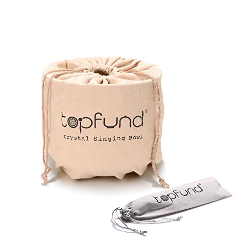 TOPFUND Black F Note Crystal Singing Bowl 8 Inch Heart Chakra with Heavy Duty Carrying Case and Suede Mallet - Thumbnail 6