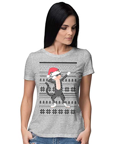 BLAK TEE Dabbing Cat Ugly Christmas Sweater Femme T-Shirt M
