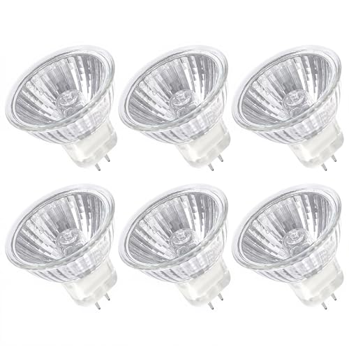 NHQZ 6 Piezas Bombilla Halogena MR11 12v 20w, Bombilla Halógena GU4 2800k Blanco Cálido Regulable, Para Luz de Armarios, Iluminación Paisajista