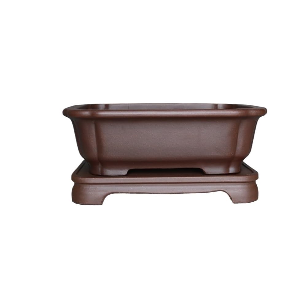 ADERFETBI Plant Pots Indoor Purple clay flowerpot simple desktop rectangular bonsai pot with base