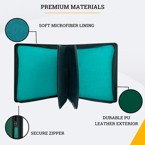 Image of Card Guardian - Toploader 9 Pocket Premium Binder with Zipper for 360 Cards - Side Loaded Pockets - Compatible with Sports and Trading Cards TCG (Green)