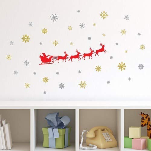 Walplus Santa's Sleigh Christmas Decorations Clearance For Home Indoor Wall Stickers Merry Christmas Decor Wall Murals Decals Living Room Children Nursery Restaurant Cafe Hotel Home Decor #TOP1