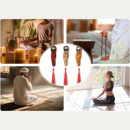 Image of Digital Tally Counter with Compass naam jap Counter Finger Counter for Pooja Meditation Prayer Japa Mala (Golden Oak)