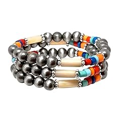 Metallic Gunmetal Silver with Multicolored Beads