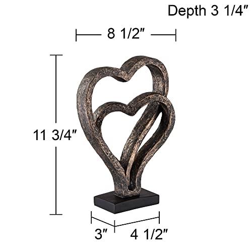 Escultura corazones entrelazados acabado bronce 29.8 cm miniatura 4