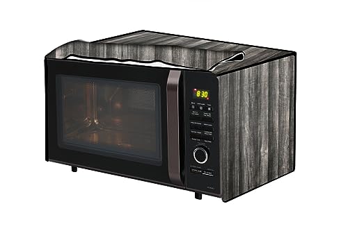 Image of The Furnishing Tree PVC Waterproof Microwave Oven Cover Compatible for Panasonic 27 L Convection NN-CT645BFDG Wooden Pattern Black