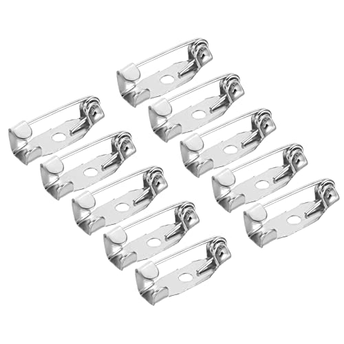 sourcing map 150pcs Trombone Sécurité Barre Épingles 15mm Trombone Broche Fermoirs Épingle Dos pour ID Badges Nom Cartes Étiquettes DIY Artisanat, Ton Argenté