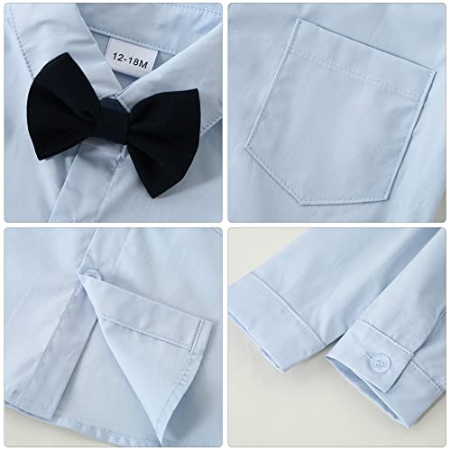ZOEREA Baby Jungen Bekleidungsset Anzug 1-5 Jahre, Kleinkind Gentleman Festliche Taufe Hochzeit Langarm Kleid Hemd + Bowtie + Weste + Boutonniere + Hosenträge – Bild 5