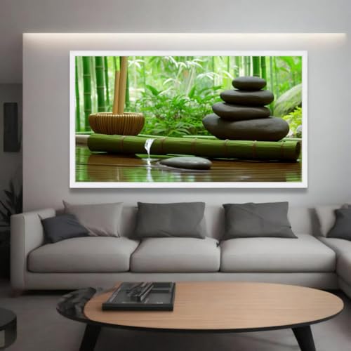 Affiche zen bamboo 40x70cm avec cadre intérieur pour spa
