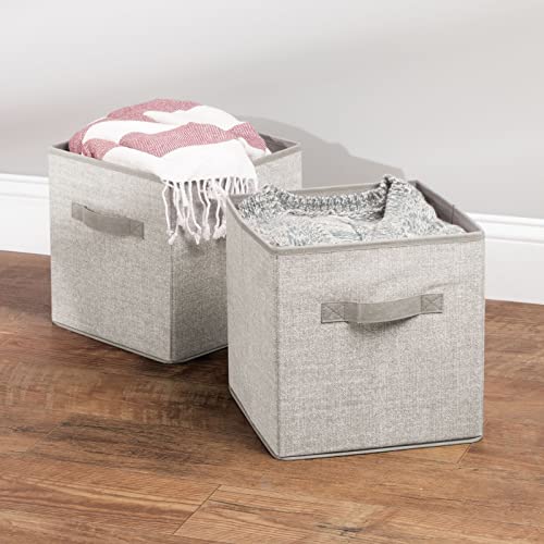 Mdesign Small Fabric Collapsible Organizer Cube Bin Box With Front Handle For Cube Furniture Units, Closet Or Bedroom Storage, Holds Clothing, Linens, Accessories - Lido Collection - 8 Pack - Linen #TOP2