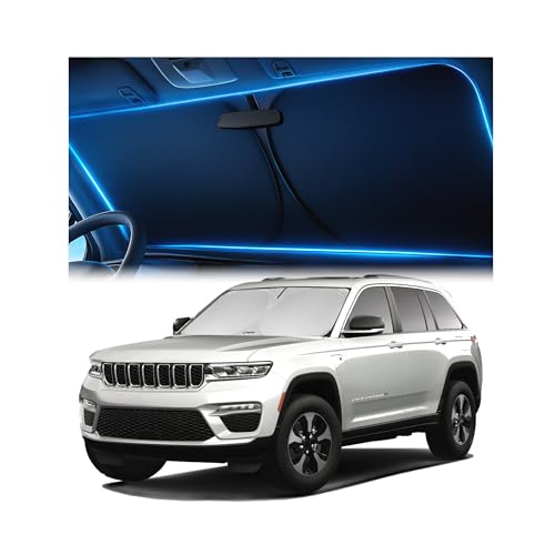Windshield Sunshade for Jeep Grand Cherokee 2011-2026 - Innovative No-Light-Pass Technology, Mirror...
