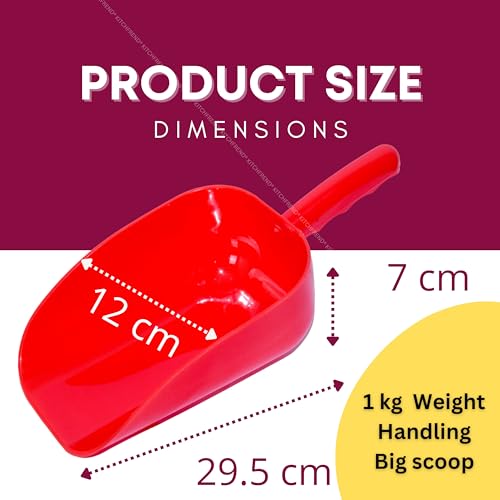 Image of 1kg Capacity Plastic Scoop, Multipurpose Big Size Flour Scoop - Red Material for Kirana Stores, Ideal for Shopkeepers, Manufacturers - Multiple Colors Available