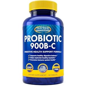 Nutrition Essentials Probiotics for Women and Men – with Lactase Enzyme and Prebiotic Fiber for Digestive Health – 80 Percent + More Potent Supplement for Gut Health Support – Vegan Formula