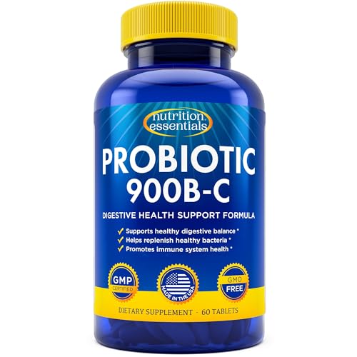 Nutrition Essentials Probiotics for Women and Men – with Lactase Enzyme and Prebiotic Fiber for Digestive Health – 80 Percent + More Potent Supplement for Gut Health Support – Vegan Formula