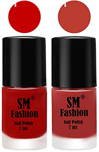 Image of Long Lasting Nail Polish | Nail Paint Combo 7 ml Each) - Set of 2 Orange-Dark Peach