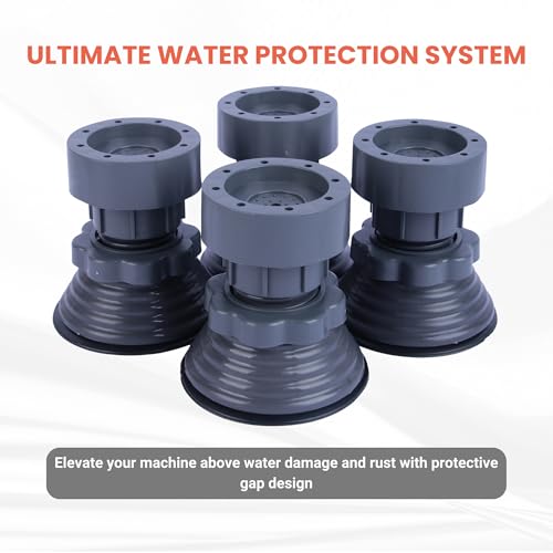 Image of SoraChi Washing Machine Stand Set of 4 Anti Vibration Pads | Elevated Plastic Feet Reduce Noise & Vibrations | Protects Against Water Damage Rust | for Front Load Top Load Semi Automatic (6.5x12.5cm)