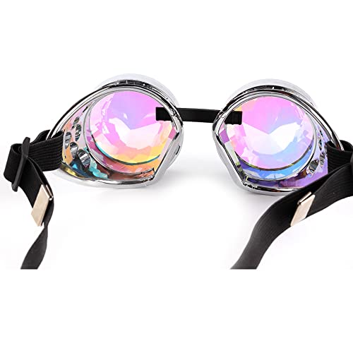 Image of 3-5 Days Delivery Kaleidoscope Rave Rainbow Crystal Lenses Steampunk Goggles