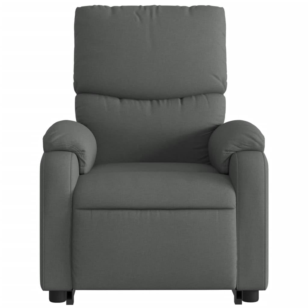 Sillón elevador eléctrico con masaje reclinable gris oscuro de tela con 6 puntos de vibración y función de elevación para ancianos, cómoda y estable