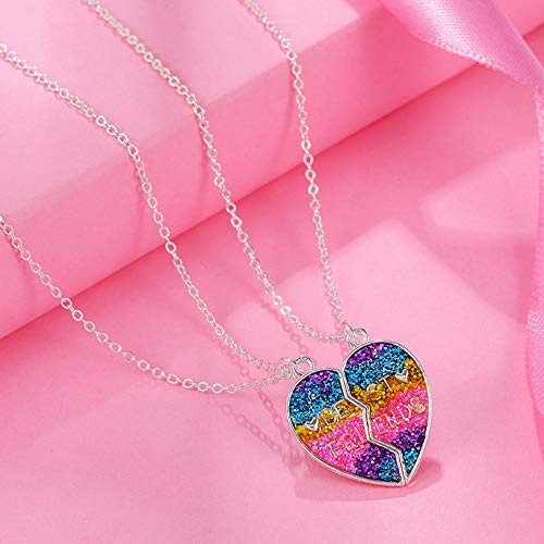 COLORFUL BLING 2Pcs/Set Best Friends Broken Heart Puzzle Rainbow Koala Pendant Necklace Best Friends Forever BFF Friendship Jewelry for Women4