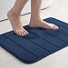 Flamingo P Non-Slip Bathroom Rug Mats Machine-Washable Bath Mats with Water Absorbent Soft Microfibers, 17" W x 24" L, Navy Striped Pattern