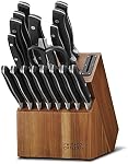 Chicago Cutlery Insignia Triple Rivet Poly (18-PC) Kitchen Knife Block Set with Wooden Block & Built-in Sharpener, Black Ergonomic Handles and Sharp Stainless Steel Professional Chef Knife Set