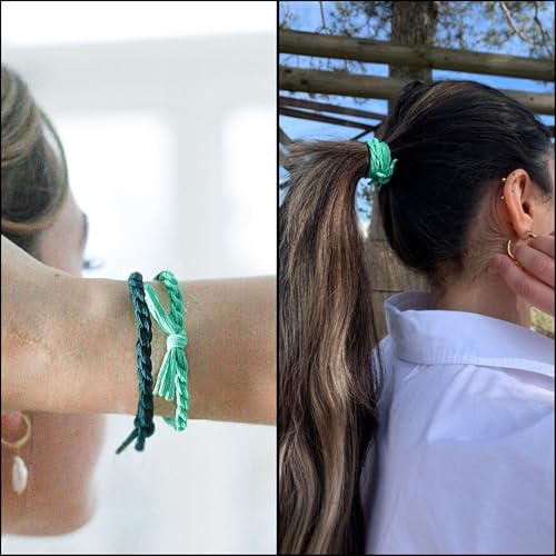 Foto von Bellody® Original Haargummis - Sundance Edition - Stylisch geflochtener Haargummi mit starkem Halt (4er Set - Euphoria) - Damen Haarschmuck in Mint Grün