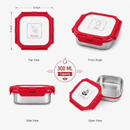 Image of SAVRI Personalized Kids Lunch Box with Name & Cartoon Engraved - Stainless Steel Leakproof Insulated Tiffin Box (300ml) | Customized School Lunch Box, Return Gift, Birthday Gift for Boys & Girls