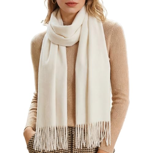 RIIQIICHY Scarf for Women Scarves and Wraps Winter Warm Pashmina Shawl for Cold Weather Ivory