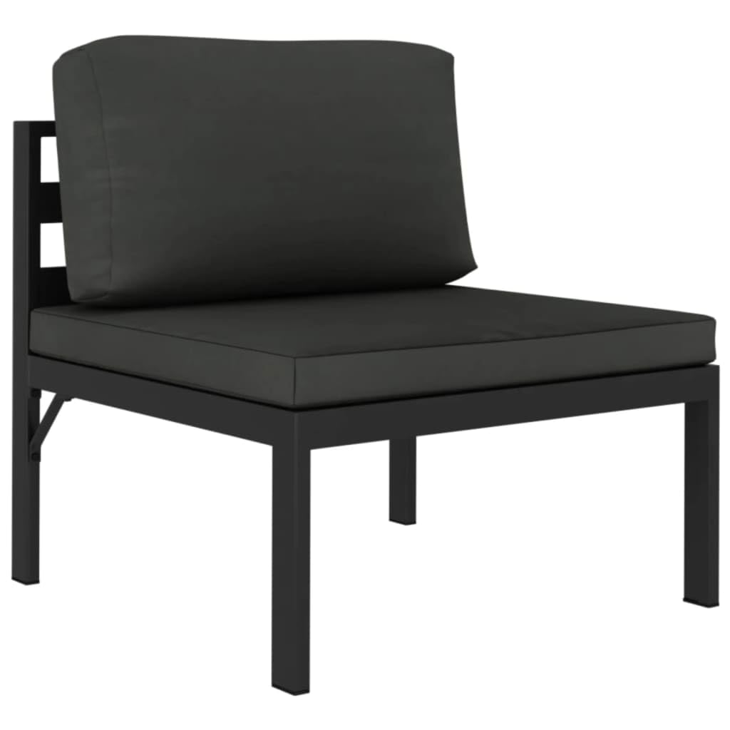 8-częściowy zestaw mebli ogrodowych z aluminium, antracyt, z poduszkami, odporny na warunki atmosferyczne, zestaw mebli outdoorowych na taras, balkon i werandę, modułowy zestaw mebli do