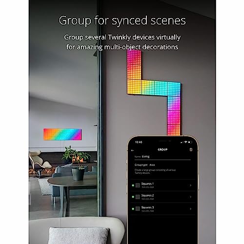 Image of Twinkly Squares Master Panel, RGB LED Panel, Including 1 Main Panel and USB-C Power Supply, Compatible with HomeKit, Alexa and Google Home, Gaming Lights and Streaming, 16M+ Colors