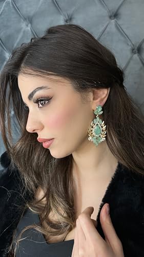 Elegant Crystal Rhinestone Drop Earrings for Brides and Bridesmaids - Blue Dangle Chandelier Earrings Silver Plated Brass with Push Back - Perfect for Weddings, Proms, and Special Occasions - 1" Length, 0.18" Width, Sparkling Jewelry3