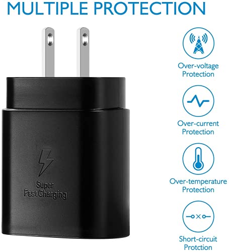 Fast Adaptive Wall Adapter 25W Charger For Zte Blade 10 Prime With 4Ft (1.2M) Urbanx Usb C Pd Charging And Data Transfer Cable - Black (Us Version With Warranty) #TOP4