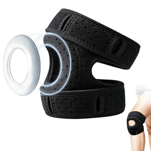 Ekukeon Stabilisateur de Rotule pour Genouillère, Genouillère avec Coussinets en Gel pour Rotule, pour le Fitness et le Soulagement des Douleurs Articulaires -Noir