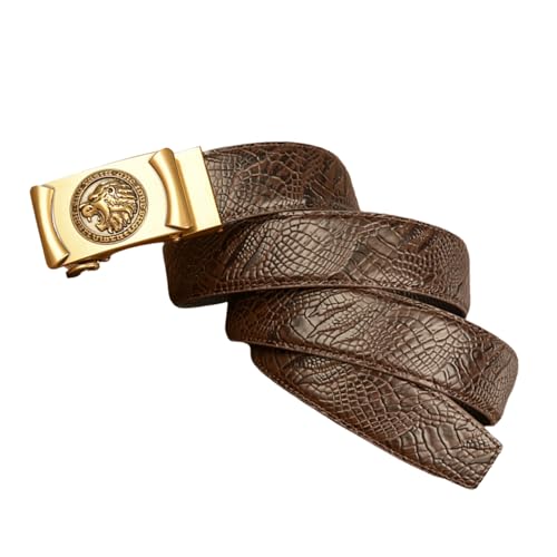 Ceinture gravée d'un lion avec système de boucle automatique noire