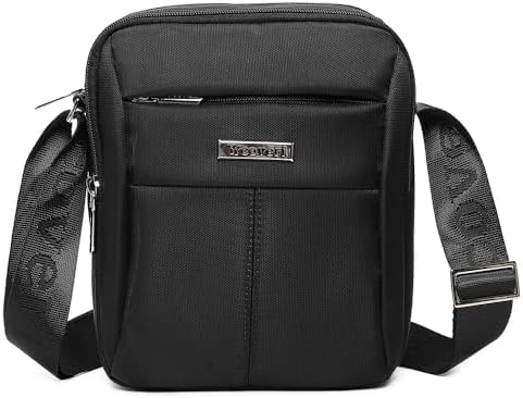 COVERI Borsello Uomo Tracolla Regolabile Impermeabile Messenger a Spalla per Viaggio Ufficio Lavoro Business e Uso Quotidiano (Nero) — foto principale