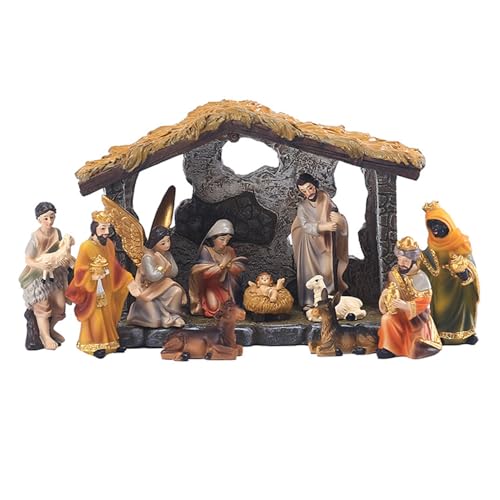 La mejor selección de Nacimientos los 5 mejores. 41 Decoración navideña, figuras de natividad establecido mini resina tradicional de resina jesus decoraciones de nacimiento 1set