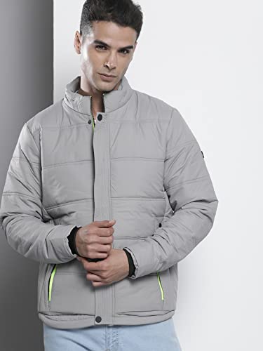 Image of The Indian Garage Co Men Slim Fit Solid Puffer Jackets