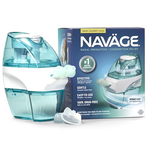 Navage Starter Bundle – Nasal Irrigation System - Saline Nasal Rinse Kit with 1 Nose Cleaner and...
