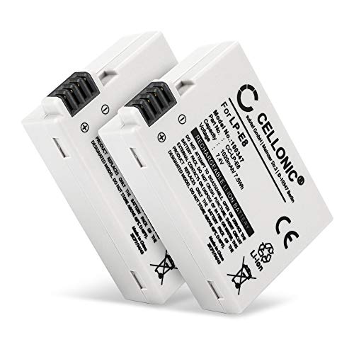 CELLONIC 2X Batería para Cámara Compatible con Canon EOS 600D, EOS 550D, EOS 700D, LP E8   (1020mAh, 7.4V)