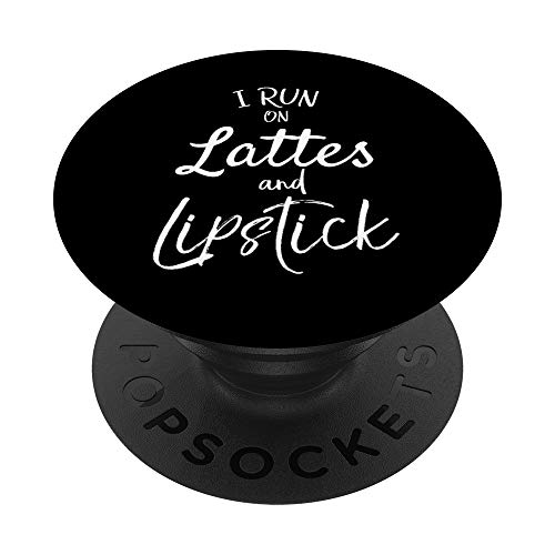 Maquillaje & Cita de café para mujeres que corro con lattes y lápiz labial PopSockets PopGrip Intercambiable