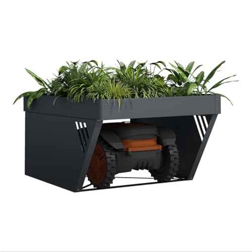 SCHARTEC SRG-1 Robotic Lawnmower Garage with Plant Box Mower Robot Canopy Metal Shelter Roof XXL