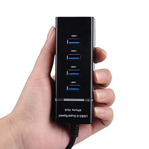 Image of 4 Ports USB 3.0 Hub HighSpeed Portable with Switches for Laptop /Notebook /PC /Mobiles /Tablets, 1Phone /Ipads, Computers, MP3 Players-Black Desktops, Laptops (4 Ports USB 3.0)
