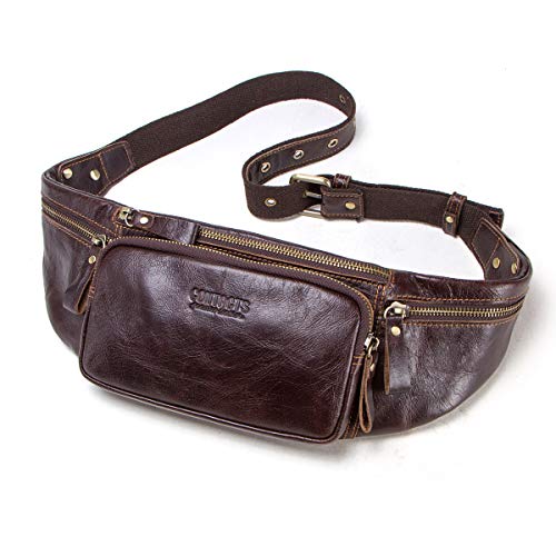 Contacts Sac de Poitrine Sling Bag pour Homme Sac d'Epaule Cuir,Sac Bandoulière pour Cyclisme Équitation Voyage,Cuir Véritable Grande Capacité Sac pour Sports Escalade Jogging Randonnée