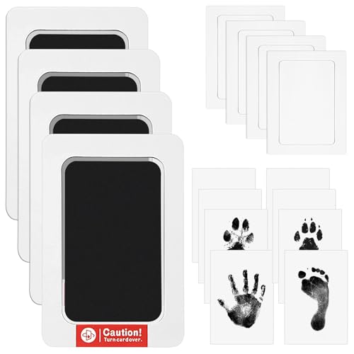 Simsky 4er-Pack Pfotenabdruck Set für Hunde & Katzen | Fußabdruck & Handabdruck Set für Babys | Inkl Clean-Touch Stempelkissen Hautfreundlich & Sicher für Baby Haustiere Vögel | Ideal zum Basteln