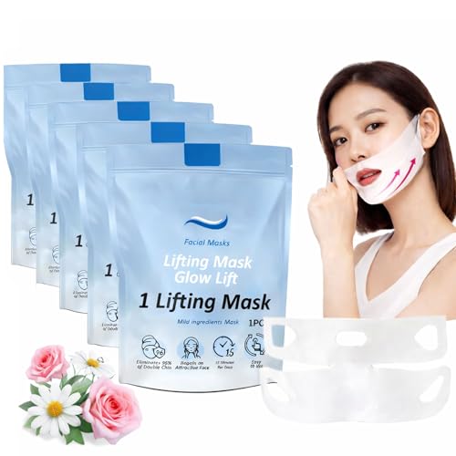 5pcs Chinology Double Chin Lifting Mask Double Chin Reducer for Women V Line Face Sculpting Mask Firming & Tightening Beauty Sleep Mask for Jawline Care (A)