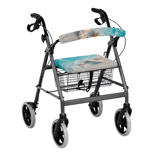 Image of Beach Shells Rollator Accessories for Ladies Adjustable Rollator Walker Seat and Backrest Covers Universal Walkers for Seniors with Seat Cover