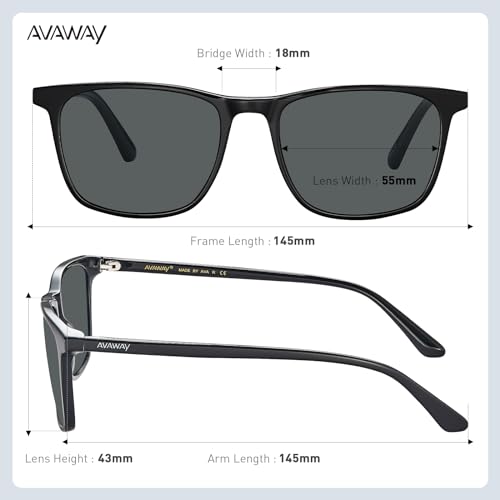 Image of AVAWAY Acetate Polarized Sunglasses for Men, UV400 Protection Fashion Retro Cool Square Frame Driving Fishing Sun Glasses